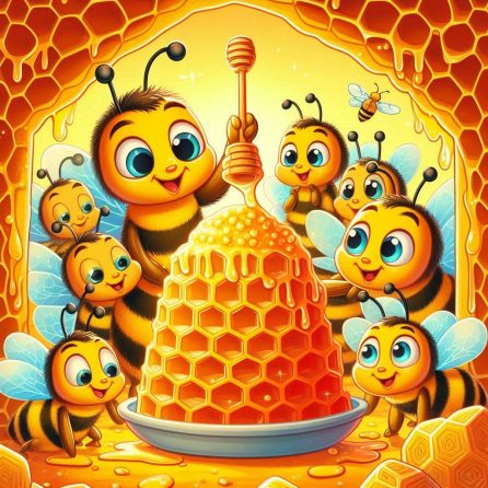 all the bees making honey together