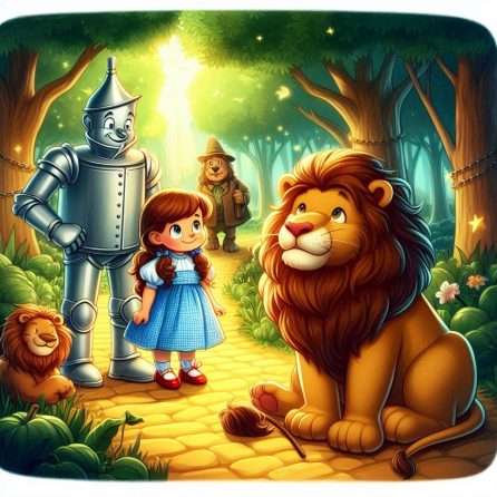 Dorothy and cowardly lion