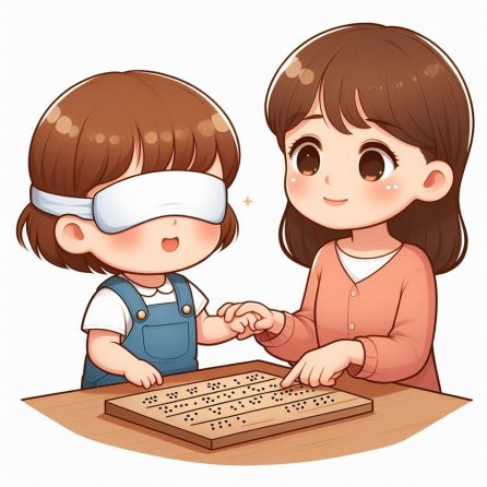 Helen Keller learning Braille