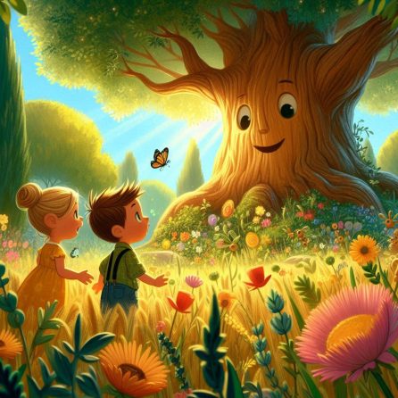 Oliver and Lily finding oak tree