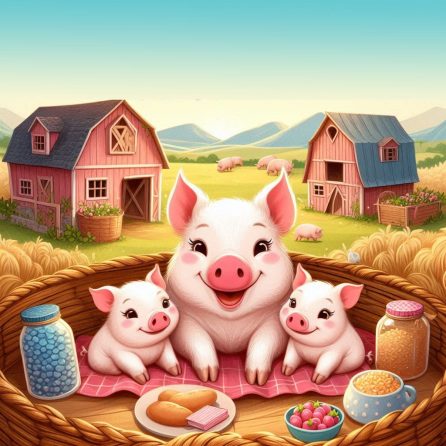 three little piglets at piggery