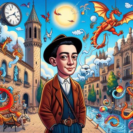 young Salvador Dali at shiny Spain